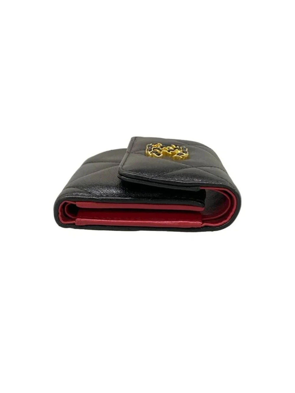 Chanel Trifold Wallet 19 Black Gold Lambskin